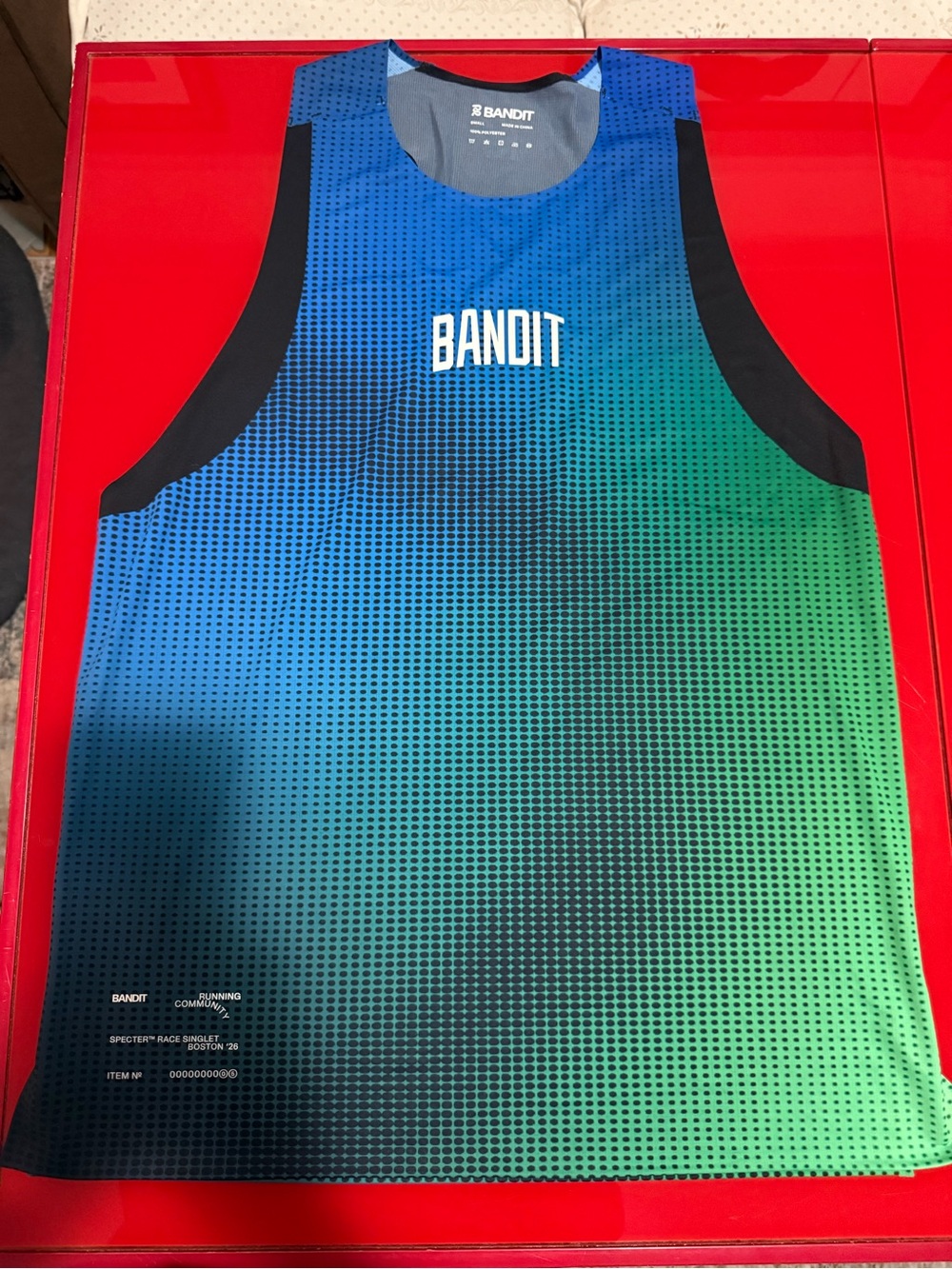 Bandit Running Mens Specter Race Singlet Boston Blue Green Small